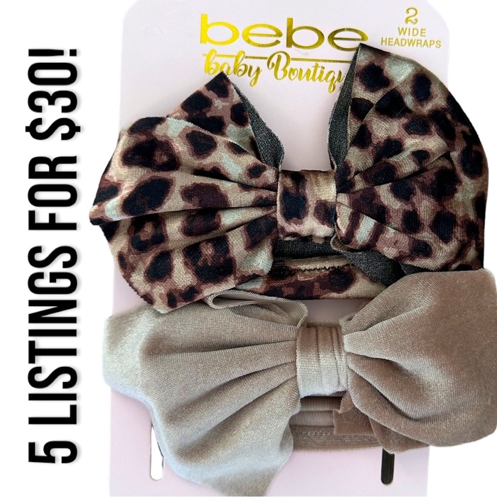 New Bebe baby girl large bow head wraps set